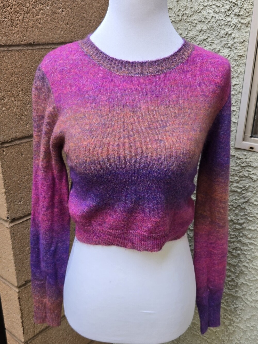Dreamers By Debut Gradient Crewneck Open Back  Sweater - Pink / Purple